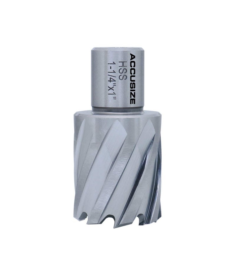 Accusize Industrial Tools H.S.S. Annular Cutter, 1-1/4" Dia, 1" Cutting Depth, 3/4" Weldon Shank, ANSI Standard, 2080-2025 - Image 5